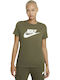 Nike Essential Femeie Sport Tricou Kaki