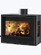 Panadero Java Wall Kaminofen Holz Warmluft 5.9kW Gerade mit einer zu öffnenden Tür