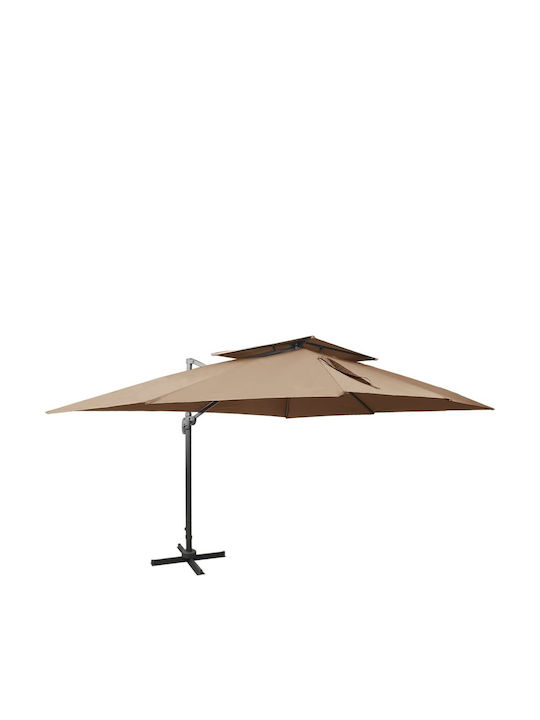Umbrelă Suspendată Pătrată Din Aluminiu Taupe 4x3m