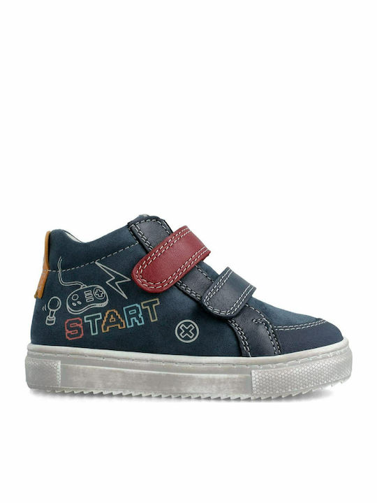 Παιδικά Sneakers High Ανατομικά με Σκρατς Μπλε