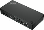 Lenovo ThinkPad Universal 90W USB-C Докинг станция с HDMI/DisplayPort 4K PD Етърнет и свързване 3 монитора Черно