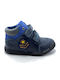 Anatomical Leather Kids Boots with Velcro Blue