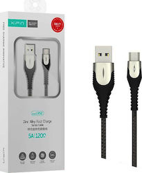 Xipin XIPIN LX52 DRI0250LX52 Braided USB 2.0 σε micro USB 1.2m Ασημί