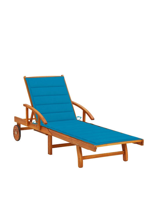 Deckchair Wooden with Cushion & Wheels Acacia /...