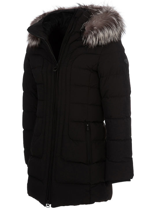 Wellensteyn Women's Long Puffer Jacket for Winter with Hood Black