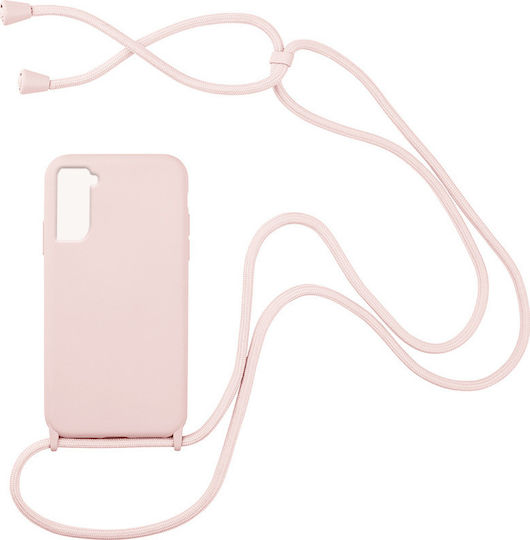 Sonique Carryhang Back Cover Σιλικόνης 0.5mm με Λουράκι Ροζ (Galaxy S21+ 5G)
