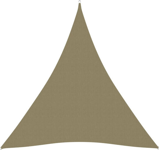 vidaXL Triangle Shade Sail Beige With Hoop & with PU Coating 5x6m made of Oxford fabric
