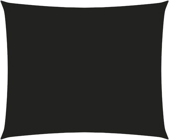 vidaXL Rectangular Shade Sail Black With Hoop & with PU Coating 3x4m Rectangle made of Oxford fabric