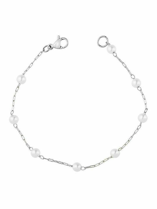 Stainless Steel Chain Bracelet with Pearls TA29592 20cm