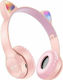 P47M Cat Ear Ασύρματα/Ενσύρματα On Ear Ακουστικά Ροζ