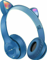 P47M Cat Ear Wireless/Wired On Ear Headphones Blue