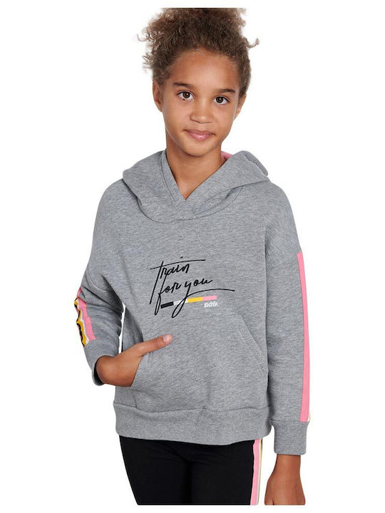 Fleece Επένδυση Kinder-Sweatshirt mit Kapuze und Taschen Grau