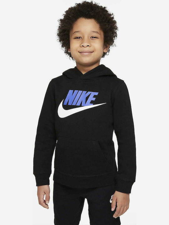 Nike Kids Fleece Sweatshirt with Hood and Pocket Black Sportswear Club