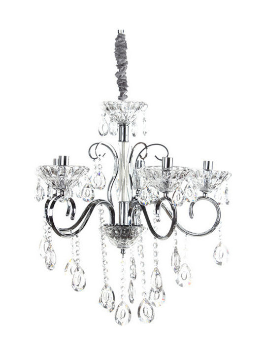 Keskor Chandelier with Crystals 5xE14 Silver 54cm 6082/5 CH