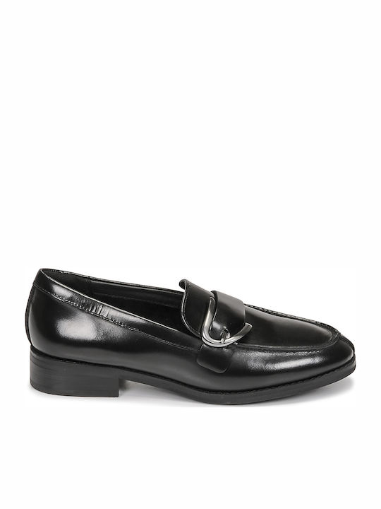 Ria Step Δερμάτινα Γυναικεία Loafers σε Μαύρο Χρώμα