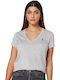 Ralph Lauren Γυναικείο Αθλητικό T-shirt με V Λαιμόκοψη Γκρι
