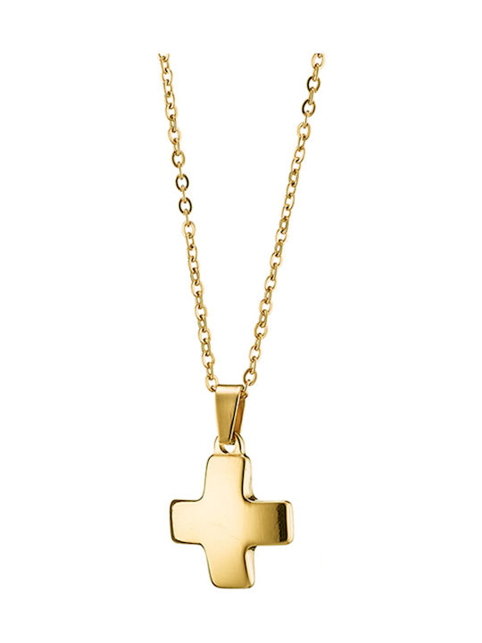 Women's Cross from Gold Plated Steel with Chain