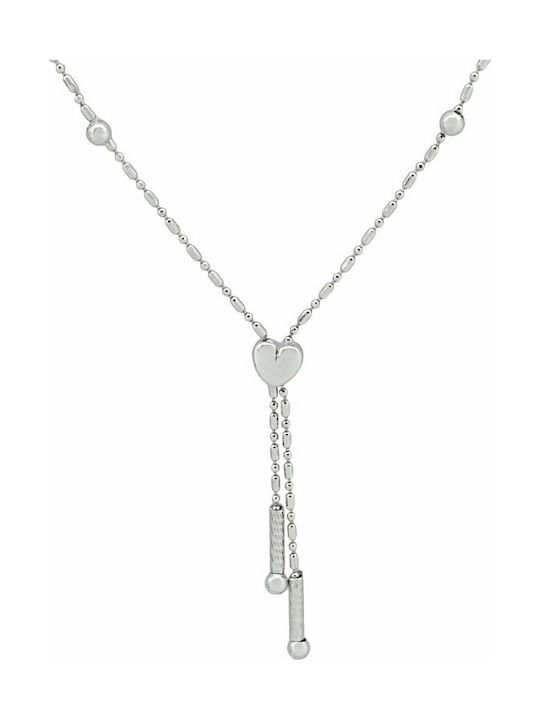 Mertzios.gr Halskette mit Design Herz aus Weißgold 14K mit Zirkonia