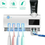 TRT-0321 Baza de susținere a periuței de dinți cu Dozator Automat de Pastă de Dinti Tapet Plastic Albă