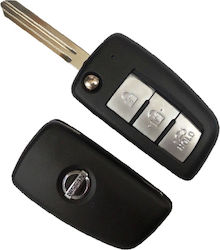 Foldable Car Key Shell with Blade with 3 Buttons for Nissan Folded and Blade NSN14