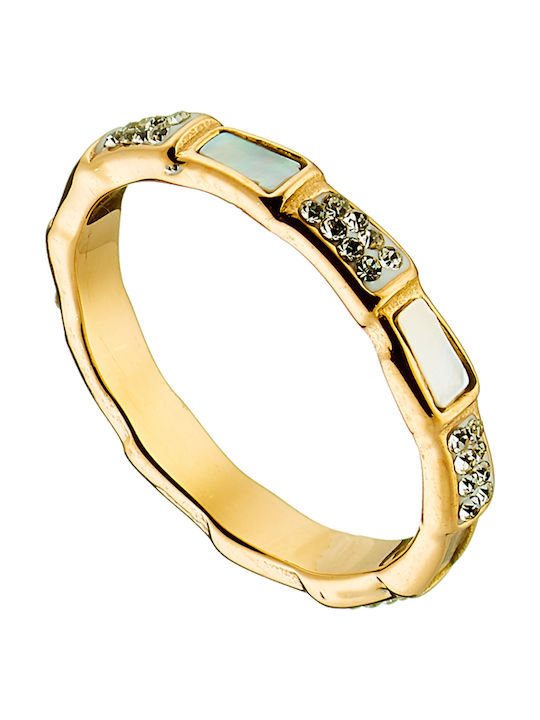 SOFI Women's Gold Plated Steel Ring with Stone