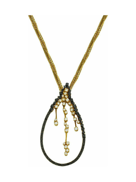 Mertzios.gr Halskette mit Design Träne aus Gold 18k mit Diamant