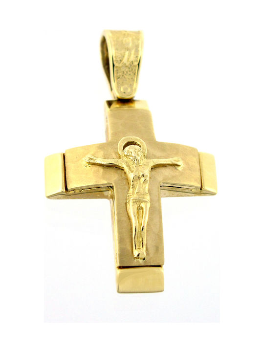 Mertzios.gr Gold Cross 14K with the Crucified