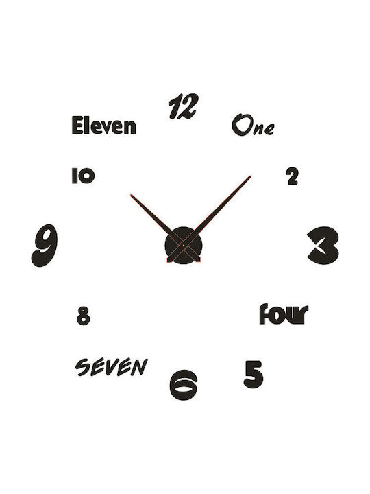 One Four Seven Eleven 3D Wall Clock Sticker Plastic Black