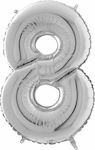 Balloon Foil Jumbo Number 8 Silver 70cm