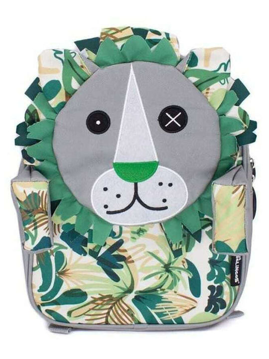 Les Deglingos Jelekros the Lion School Bag Backpack Kindergarten Green 6Liters