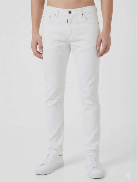 Men's Jeans Pants Elastic with Slim Fit White