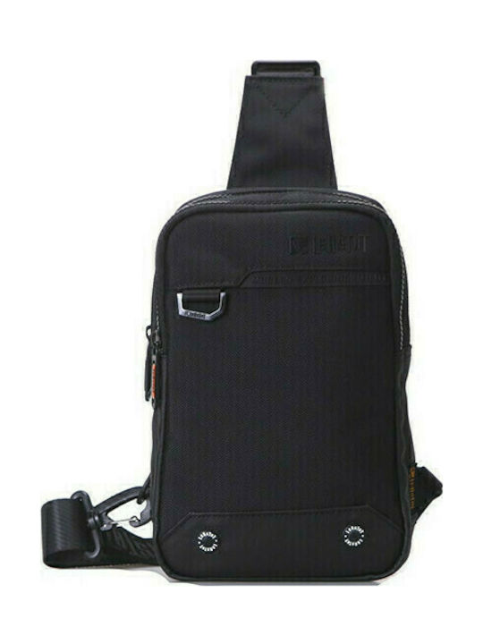 Leastat Sling Bag with Zipper, Internal Compartments & Adjustable Strap Black 16x7cm