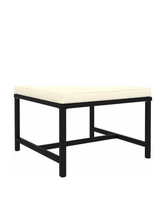Metallischer Gartenhocker mit Kissen Schwarz / Creme Weiß 60x60x32cm