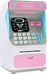 Παιδικός Κουμπαράς Πλαστικός Mini Atm Money Bank Ροζ 16x14x26.5cm