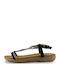 95-096 Women's Flat Sandals in Black Color