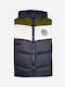 Kids' Quilted Jacket Sleeveless Short with Hood Navy Blue