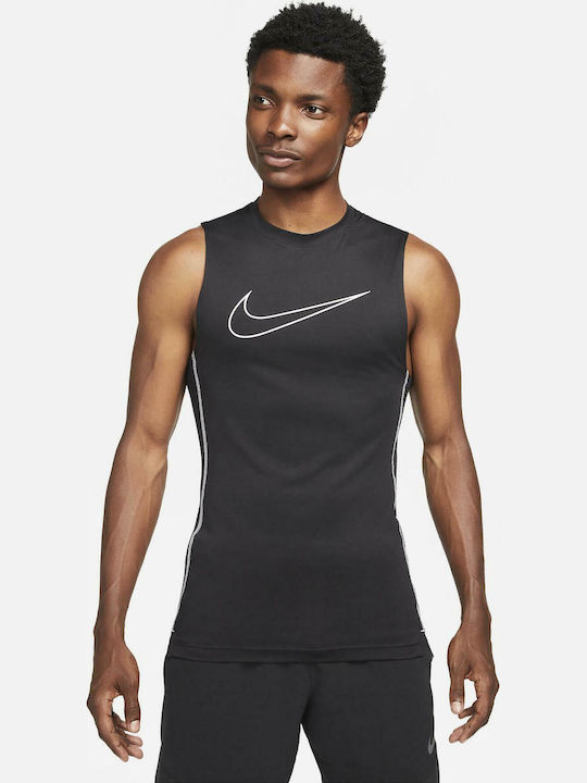 Nike Pro Ανδρική Μπλούζα Dri-Fit Αμάνικη Μαύρη