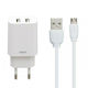 Remax Charger with 2 USB-A Ports and Cable micro USB Whites (RP-U35)