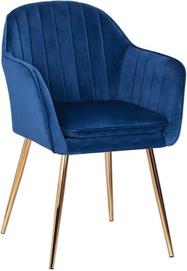 Sawyer Dining Room Velvet Armchair Blue / Gold 55x60x83cm 2pcs
