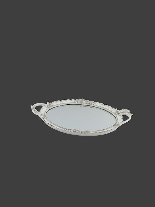 La Vista Δίσκος Γάμου από Ξύλο με Καθρέπτη σε Λευκό Χρώμα