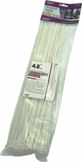Plastik Kabelbinder 400mmx4.8mm in Weiß Farbe (100 Stück) TO-MT-2683