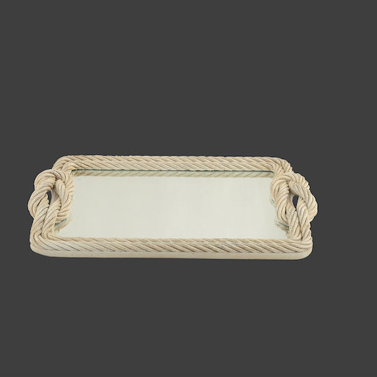 La Vista Wedding Tray Made of Wood with Mirror Beige La Vista Wedding Tray Made of Wood with Mirror Beige