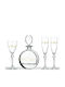 Capolavoro Wedding Carafe Set with Wine & Champagne Glasses made of Crystal 4pcs