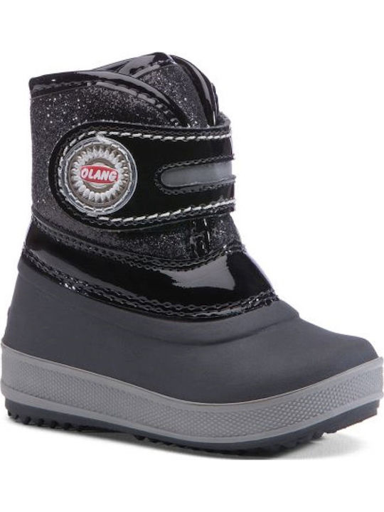 Bibra Lux 81 Suede Kinder-Schneestiefel mit Klettverschluss Schwarze
