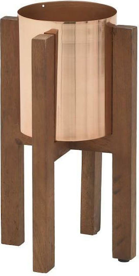 Inart Саксия Металик Златист Със стойка 23x23x35.5εκ.