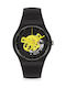 Swatch Time To Yellow Big Uhr Batterie mit Schwarz Kautschukarmband