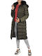 Wellensteyn Chrystaline Lang Damen Puffer Jacke mit pelziger Kapuze für Winter Tourmaline Green