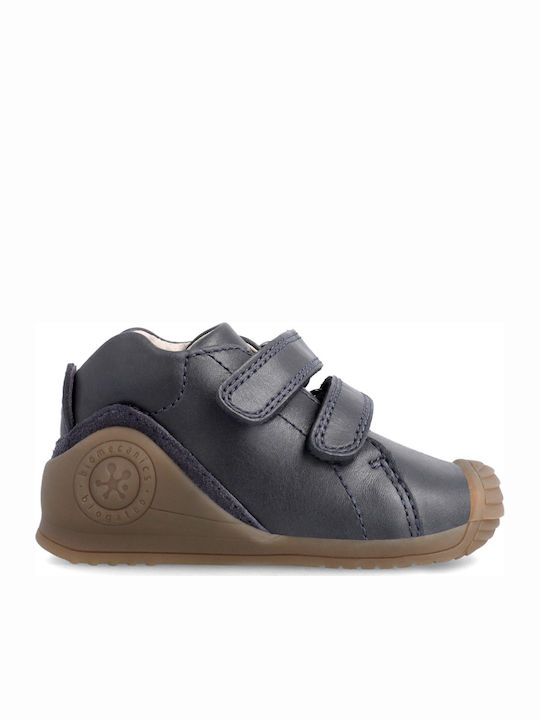 Biomecanics Kids Leather Anatomic Boots with Hoop & Loop Closure Navy Blue