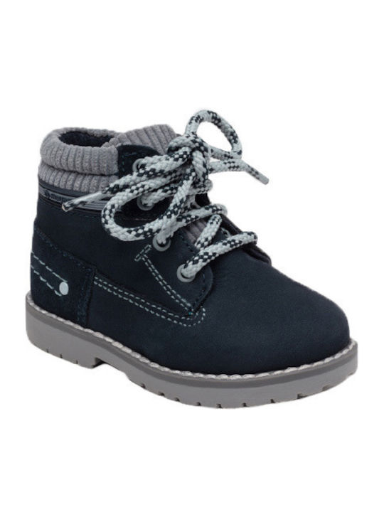 Lederne Kinderstiefeletten mit Reißverschluss Marineblau