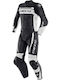 Dainese Mistel Men's Leather Motorcycle Riding Suit Black/White/Black Matt